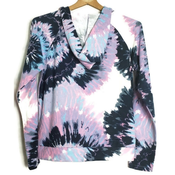 ❌SOLD❌Tie Dye Pullover Hoodie V Neck Tie Up - Picture 2 of 2